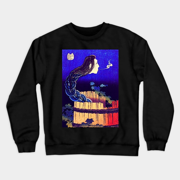 "A woman ghost appeared from a well" by Katsushika Hokusai (1760 - 1849) TECHNICOLOR REMASTERED Crewneck Sweatshirt by FineArtMaster